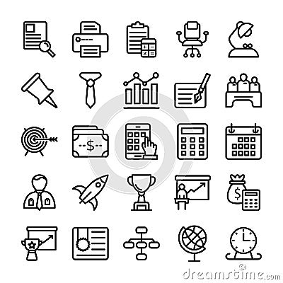 Business and Office Line Vector Icons 13 Stock Photo