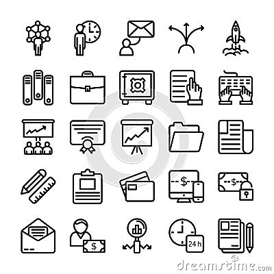 Business and Office Line Vector Icons 12 Stock Photo