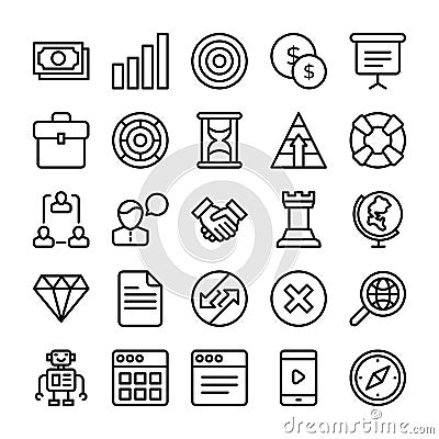 Business and Office Line Vector Icons 2 Stock Photo