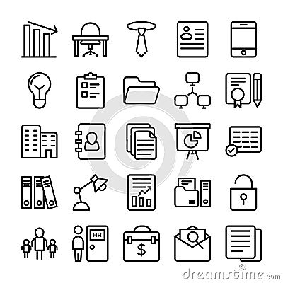 Business and Office Line Vector Icons 7 Stock Photo