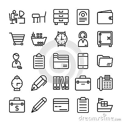 Business and Office Line Vector Icons 8 Stock Photo