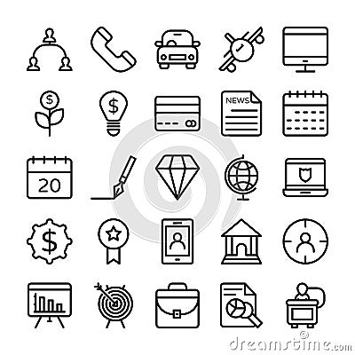 Business and Office Line Vector Icons 10 Stock Photo