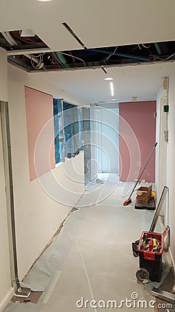 Business office overhaul, repair and finishing Stock Photo