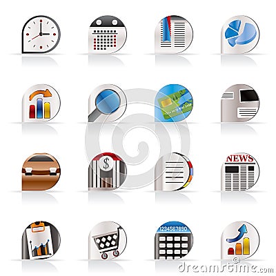 Business and Office Realistic Internet Icons Vector Illustration