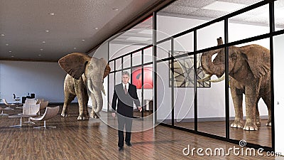 Business Office, Sales, Marketing, Elephants Stock Photo