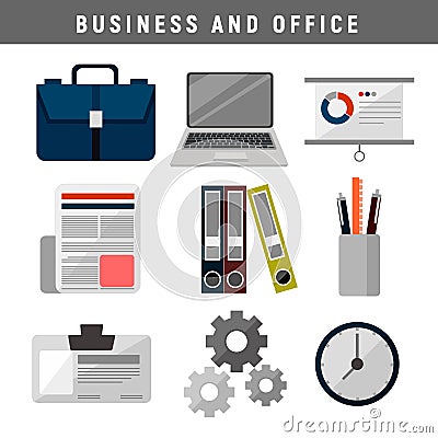 Business and Office Vector Icons Vector Illustration