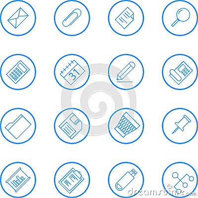 Business And Office Vector Line Icon Collection Vector Illustration