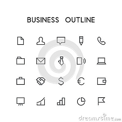 Business outline icon set Vector Illustration