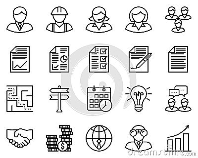 Business Outline Icons Vector Illustration