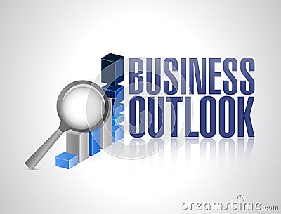 Business outlook business graph and magnify Cartoon Illustration