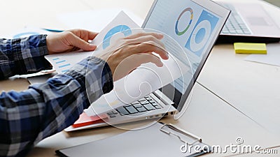 Business paperwork data analysis office worker Stock Photo
