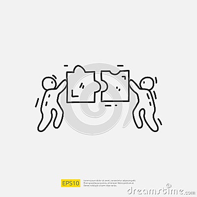 business partner and teamwork doodle icon illustration concept Vector Illustration