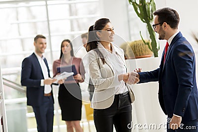 Business partners analyze the business results in modern office Stock Photo