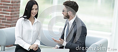 Business partners discussing business documents before signing the contract. Stock Photo