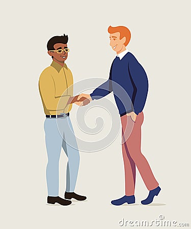 Business partners shaking hands flat illustration Vector Illustration