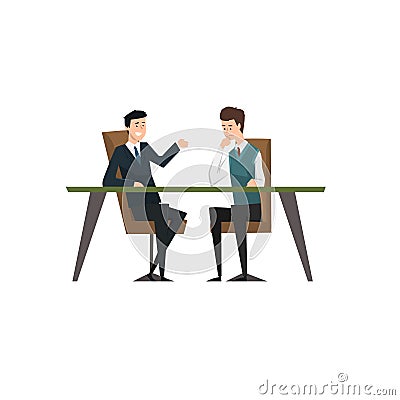 Business partners talking and discussing ideas at meeting, coworking people characters vector Illustration on a white Vector Illustration
