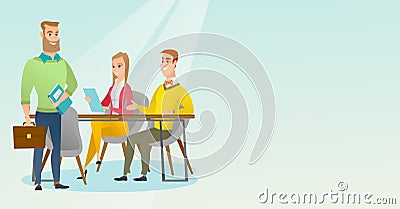 Business partners working in office. Vector Illustration