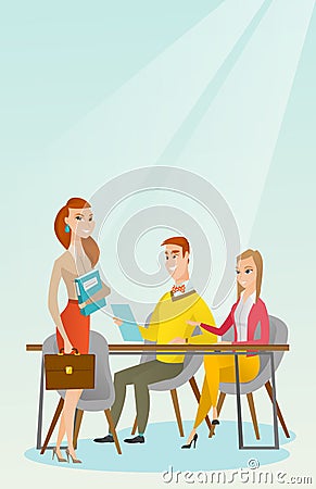 Business partners working in office. Vector Illustration