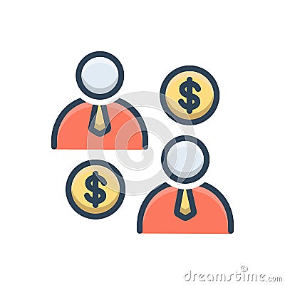 Color illustration icon for Business Partnership, partners and collaboration Cartoon Illustration