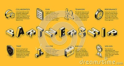 Business partnership isometric vector concept Vector Illustration