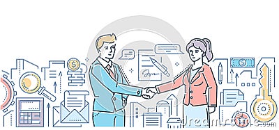 Business partnership - modern flat design style colorful illustration Vector Illustration