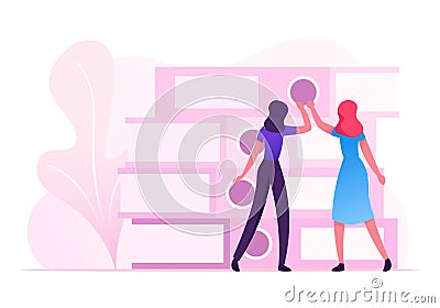 Business People Accounting Bureaucracy, Paperwork Concept. Manager Job, Secretary Occupation. Businesswomen Working Vector Illustration