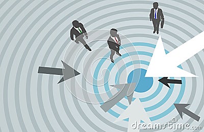 Business people arrows target marketing center Vector Illustration