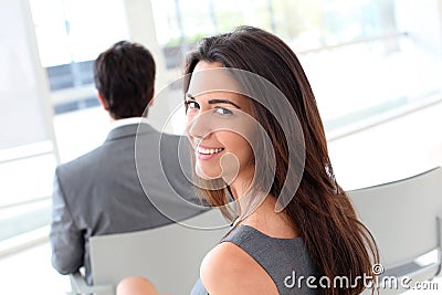 Business people attending presentation Stock Photo