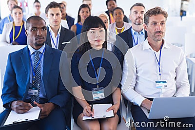Business people attending business seminar in conference meeting Stock Photo