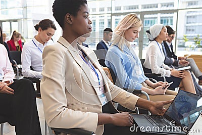 Business people attending a business seminar Stock Photo