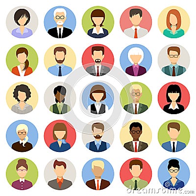 Business people avatars in a circle Vector Illustration