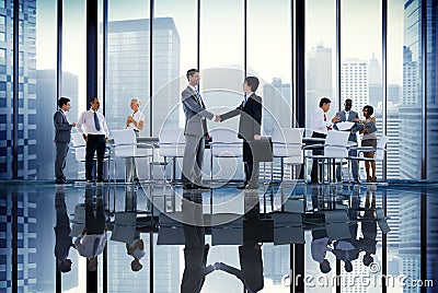 Business People Board Room Meeting Handshake Communication Concept Stock Photo