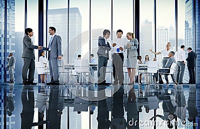 Business People Board Room Meeting Handshake Communication Concept Stock Photo