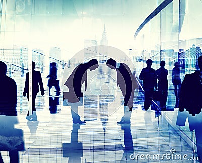 Business People Bowing Down Social Grace Agreement Concept Stock Photo