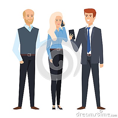 business people calling with smartphone Cartoon Illustration