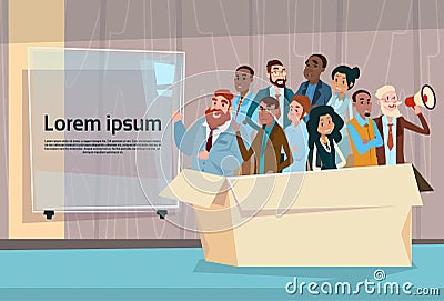 Business People Candidate In Box Group Businesspeople Human Resources Crowd Vector Illustration