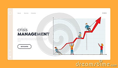 Business People Characters Teamwork Cooperation Landing Page Template. Team of Businesspeople Climbing Vector Illustration
