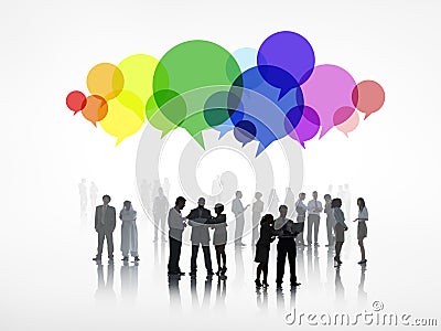 Business People With Colorful Speech Bubbles Stock Photo