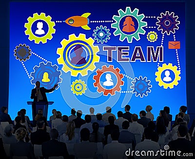 Business People Conference Seminar Gear Corporate Team Concept Stock Photo