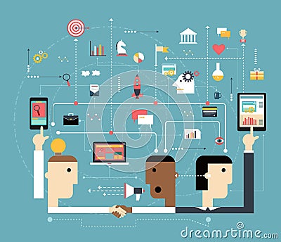 Business people connect the online space Vector Illustration