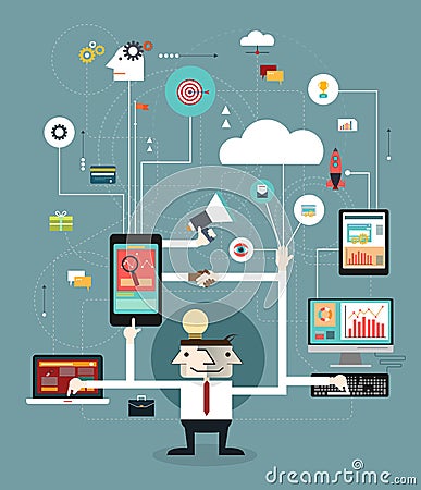 Business people connect the online space Vector Illustration