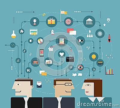 Business people connect with social network Vector Illustration