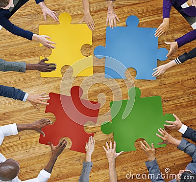 Business People Connection Corporate Jigsaw Puzzle Concept Stock Photo