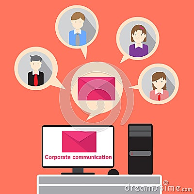 Business people Corporate communication email group Vector Illustration