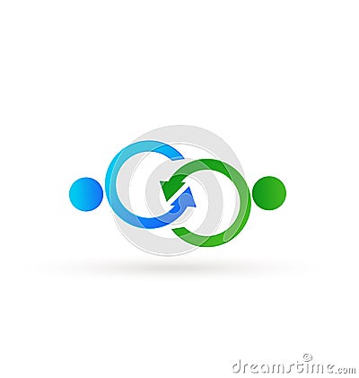 Business people creating a partnership icon logo Vector Illustration