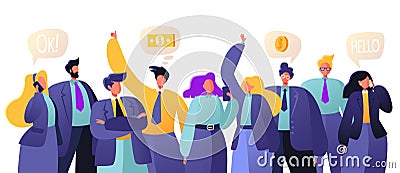 Business teamwork concept. People decide business questions, confer. Vector Illustration