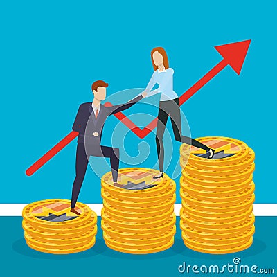 business people cryptocurrency finance design Cartoon Illustration