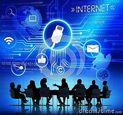 Business People Dicussing Online Connectivity Stock Photo