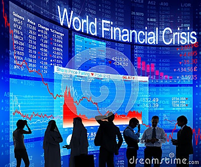 Business People Discussing About World Financial Crisis Stock Photo