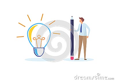 Business people drawing the big idea. Creativity, imagine,innovation. Flat cartoon illustration vector graphic Cartoon Illustration